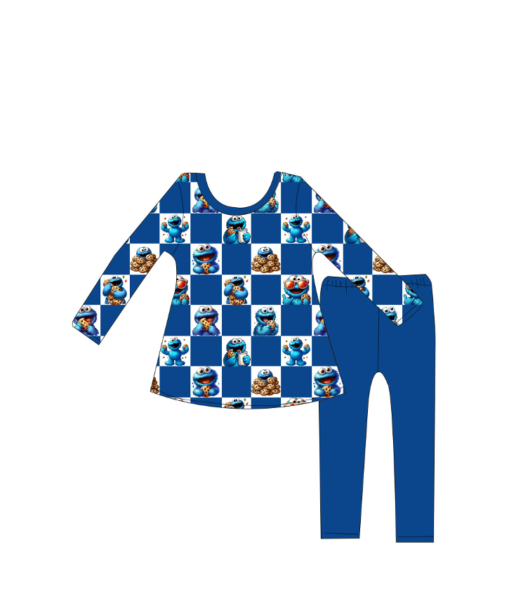 "Cookie Monster" Peplum Bamboo Set