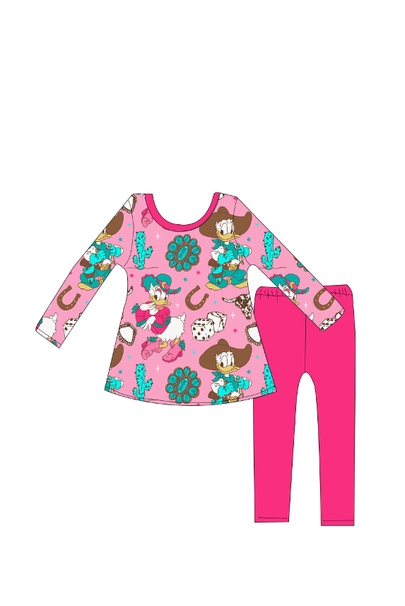 "Western Donald Duck and Daisy" Peplum Bamboo Set