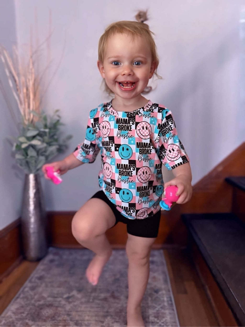 Kids Oversized Bamboo Tee & Biker Shorts Set - "Mama's Broke Bestie"