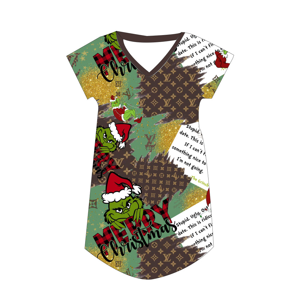 Bamboo Nightgown - "Boujee Grinch"