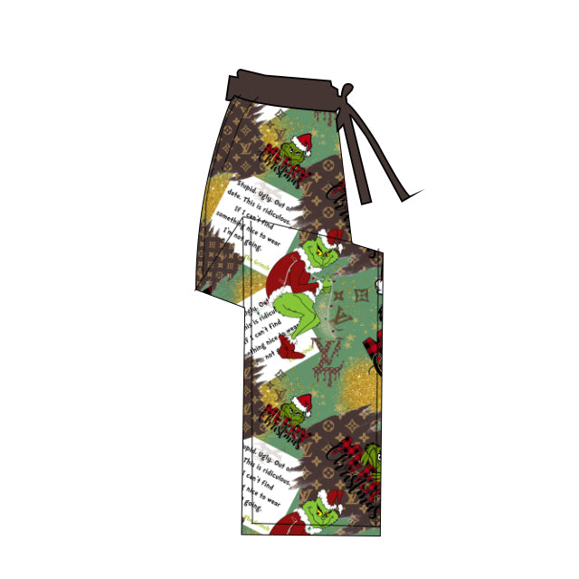 Bamboo Straight Leg Lounge Pants - "Boujee Grinch"