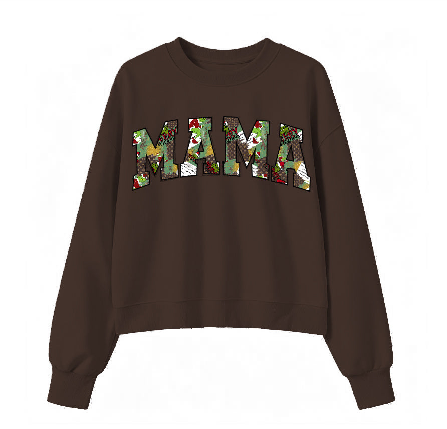Bamboo French Terry Crewneck - "MAMA" - "Boujee Grinch"